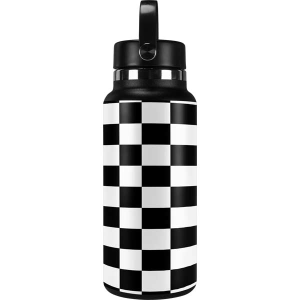 Black and White Checkered Water Bottle