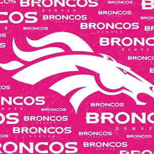 A pink outline is seen on the Denver Broncos Bronco logo on a