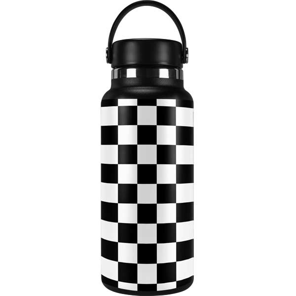 Black and White Checkered Water Bottle