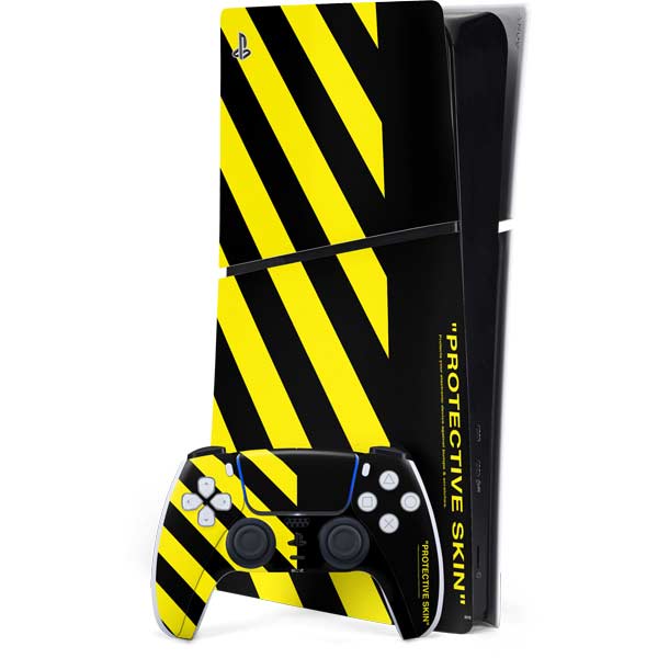 Black and Yellow Stripes PS5 Slim Digital Edition Bundle Skin