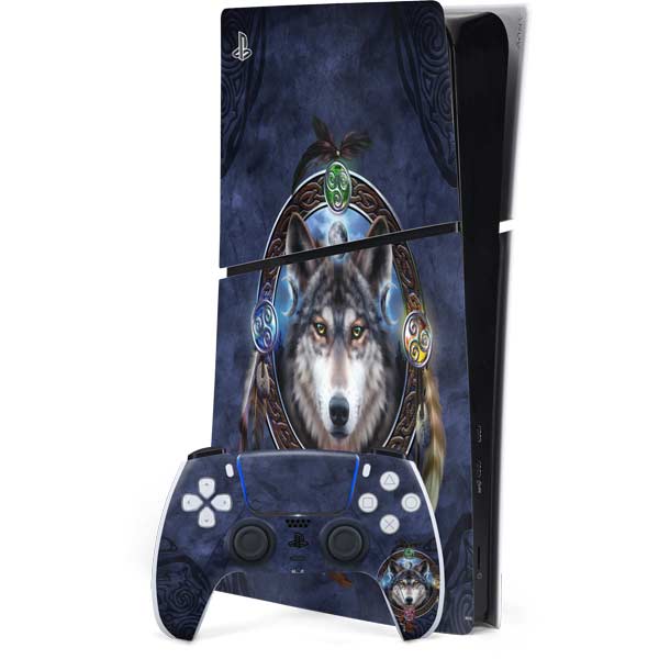 Celtic Wolf Guide by Brigid Ashwood PS5 Slim Digital Edition Console Skin