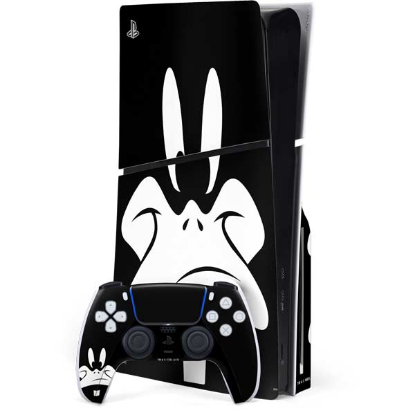 Looney Tunes Daffy Duck Plain Black and White Skin for PS5 Slim Disk ...