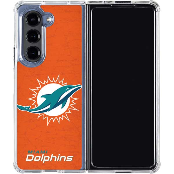 Miami Dolphins Distressed- Orange Galaxy Z Fold5 5G Clear Case | Skinit